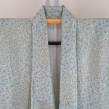 Load image into Gallery viewer, 小紋 ポリエステル 袷 青緑色 石垣模様 広衿 仕立て上がり 身丈158cm