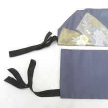 Load image into Gallery viewer, 名古屋帯 作り帯 名古屋帯 ブルーグレー地 扇面 花刺繍 正絹 分離型 ワンタッチ名古屋帯 未使用品