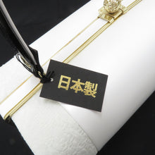 Load image into Gallery viewer, 草履・バッグセット 草履バッグセット 白×黒×金 無地調 ふくれ織り Mサイズ 適応サイズ23.0ｃｍ～24.5ｃｍ フォーマル モノトーン 振袖 訪問着 付下げ 色無地