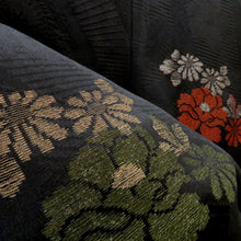 Load image into Gallery viewer, 昔 羽織 黒 琴 花 地模様 レトロ