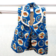 画像をギャラリービューアに読み込む, 男児用ウール着物セット 一つ身 着物＆袖なし上着 青×多色 おもちゃ柄 リメイク ハンドメイド 小物作り用 身丈84.8cm