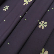 Load image into Gallery viewer, 小紋 洗える ポリエステル小紋反物 寛斎 Kansai kimono 濃紫 匹田花デザイン 巾:約37ｃｍ 長さ:12ｍ 和裁練習 普段着物 カジュアル 洋服リメイク 日本製