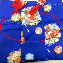 Load image into Gallery viewer, 子供着物 女児用 被布 青×多色 花カゴ 女の子用 3才向き 七五三 綿入り 肩上げ無し