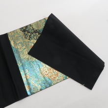 Load image into Gallery viewer, 西陣織 にしじんおり 袋帯 服部織物謹製 道長模様 金色ｘ緑色 金糸 証紙付き 六通柄 正絹 礼装 フォーマル 着物帯