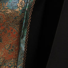 Load image into Gallery viewer, 西陣織 にしじんおり 袋帯 服部織物謹製 道長模様 金色ｘ緑色 金糸 証紙付き 六通柄 正絹 礼装 フォーマル 着物帯