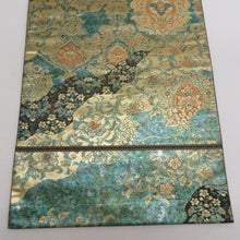 Load image into Gallery viewer, 西陣織 にしじんおり 袋帯 服部織物謹製 道長模様 金色ｘ緑色 金糸 証紙付き 六通柄 正絹 礼装 フォーマル 着物帯