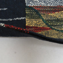 Load image into Gallery viewer, 名古屋帯 八寸帯 紺色ｘ黄色ｘ赤色ｘ多色 市松調 幾何学文様 六通柄 織文様 カジュアル 仕立て上がり 長さ360cm