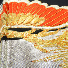 画像をギャラリービューアに読み込む, 黒留袖 赤緑松刺繍 金銀 金コマ刺繍 銀コマ刺繍 五三の桐紋5つ入 レトロ 明治・大正ロマン アンティーク調 身丈151.5cm