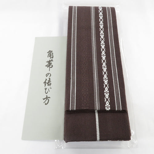 Corner 100 % cotton cotton cotton belt in Japan Made in Japan Donation Pattern Brown x White Koei Brown Men's Classic Yukata Obi Men's Men's Kimono Wagin 400cm