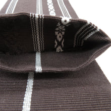 Load image into Gallery viewer, Corner 100 % cotton cotton cotton belt in Japan Made in Japan Donation Pattern Brown x White Koei Brown Men&#39;s Classic Yukata Obi Men&#39;s Men Kimono Length 400cm
