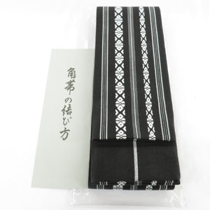 Corner 100 % cotton cotton cotton belt Japanese dedication pattern black × white men's classic yukata band men's male kimono length 400cm