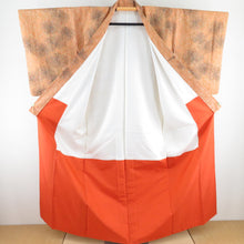 Load image into Gallery viewer, Komon Tsumugi Iten chrysanthemum pure silk orange, lined lined lined brikes collar Casual tailoring kimono 156cm