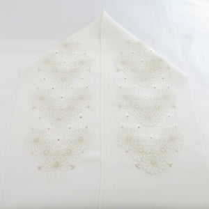 Embroidery half collar white x gold / white embroidery flower half -collar rhinestone kimono dress