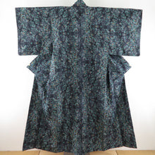 Load image into Gallery viewer, Tsumugi Kimono Shochiku Ume Lined Wide Collar Down Blue Green Silk Casual Casual Kimono Tailor