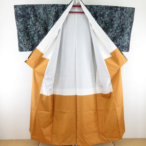 Tsumugi Kimono Shochiku Ume Lined Collar Big Blue Green Pure Silk Casual Casual Kimono Tailor