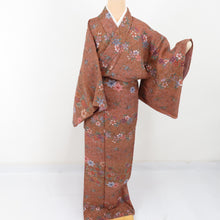 Load image into Gallery viewer, Komon Shiki Shikihana Pure Silk Brown Wide Collar Single Base Casual Tailoring Kimono Step