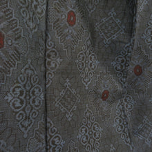 Load image into Gallery viewer, Tsumugi Kimono Antique Frequency Lined Collar Silk Pure Black Retro Retro Taisho Romance 154cm