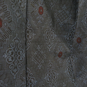 Tsumugi Kimono Antique Frequency Lined Collar Silk Pure Black Retro Retro Taisho Romance 154cm