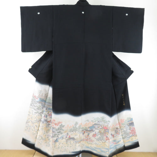 Kuromyode Koori Kori Kaori Heian Land Palace Collective Pure Silk Pure Wings Gree Sanpiri Crest Lined Wide Collar Pouest Kimono Formal Tailor 154cm