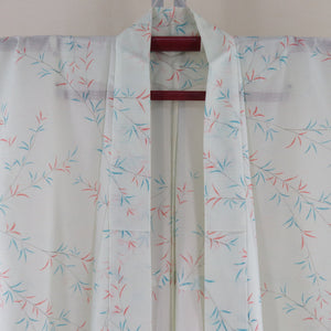 Summer kimono single garment gauze collar collar reed pattern Polyester Light mint x orange summer tailoring up 168cm