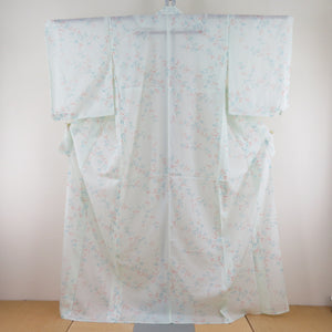 Summer kimono single garment gauze collar collar reed pattern Polyester Light mint x orange summer tailoring up 168cm