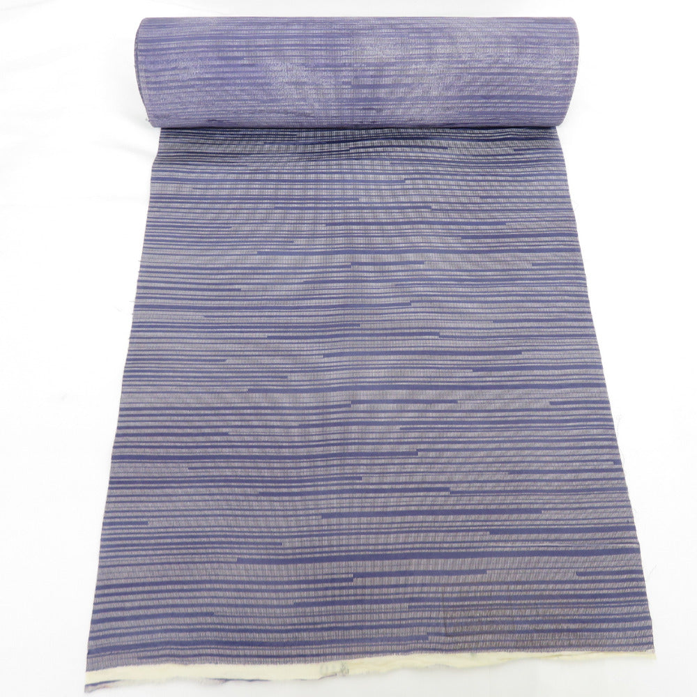 Reflection Komon Mayumi Chirimen Changing horizontal stripes Shaku Shaku Silk Pure Silk Unsuppeared Women's Kimono Fabric Length 1250cm Beautiful goods