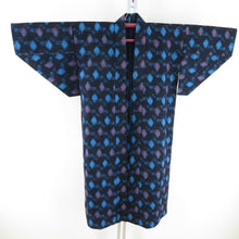 Load image into Gallery viewer, Cotton kimono antique coat tailoring Kasura Ryusui with polka dots babic collar indigo faint tailoring kimono retro Taisho romance 123cm