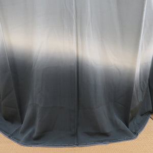 Attached lined lined gray whal gray lined wide collar crepe pure silk crest tailoring kimono 161cm beautiful goods
