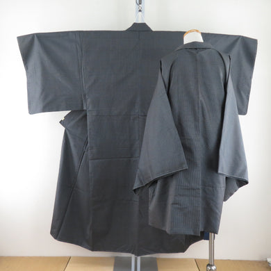 男着物 紬 アンサンブル 袷 紺青色 正絹 男性用きもの メンズ 仕立て上がり 和服 男物 カジュアル 身丈142cm