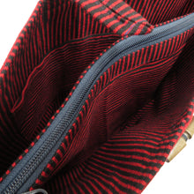 Load image into Gallery viewer, Shoulder bag 100 % cotton Kasuri Bag Red x Black Kasuri Tsubaki Border Made in Japan Kasuri no Sato