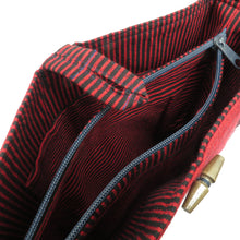 Load image into Gallery viewer, Shoulder bag 100 % cotton Kasuri Bag Red x Black Kasuri Tsubaki Border Made in Japan Kasuri no Sato