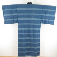 Load image into Gallery viewer, Horizontal striped sentence for wool men blue gray sleeve warriors Long undergarment Casual men&#39;s kimono 141cm