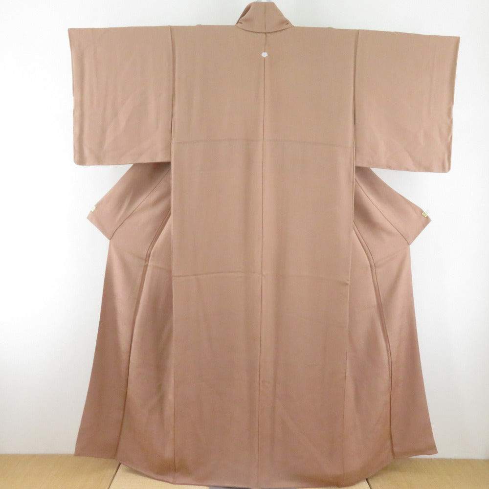 Color Solid Pure Silk Brown Brown Lined Collar One Crest Crest Semi -Formal Tailoring Kimono 156cm Beautiful goods