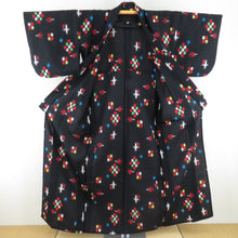 Load image into Gallery viewer, Wool kimono Single garlic walnuts 井 Girder weaving text black bee collar casual kimono everyday kimono tailor