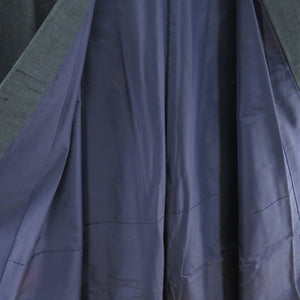 男着物 紬 アンサンブル 襦袢セット 袷 紺色 正絹 男性用きもの メンズ 仕立て上がり 和服 男物 カジュアル 身丈146cm 美品