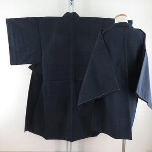 Men's kimono ensemble wool single garment for dark blue men Men's tailored kimono men's casual height 129cm beautiful goods