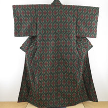 Load image into Gallery viewer, Wool Kimono Ensemble Haori Set Hanabishi Burning Shell Single Cross Black Woven Popular Casual Casual Kimono