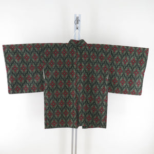 Wool Kimono Ensemble Haori Set Hanabishi Burning Shell Single Cross Black Woven Popular Casual Casual Kimono