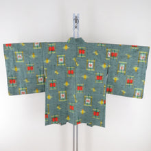 Load image into Gallery viewer, Wool Kimono Ensemble Haori Set Enshu Tsubaki Single Character Blue Green Woven Point Bachi Casual Kimono Tailor