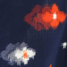Load image into Gallery viewer, Wool Kimono Ensemble Haori Set Floral Pattern Down Blue Woven Pattern Wide Casual Kimono Kimono 158cm