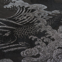 Load image into Gallery viewer, Nagoya Obi Antique Embroidery Red and Koi Kinken Kinu Ninogo and Obi Black Silver Thread Retro Kimono Length 340cm