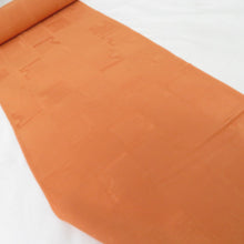 画像をギャラリービューアに読み込む, 反物 色無地着尺 正絹 橙色 石畳地紋 着物生地 和裁 未仕立て 長さ1200cm