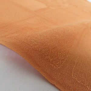 反物 色無地着尺 正絹 橙色 石畳地紋 着物生地 和裁 未仕立て 長さ1200cm