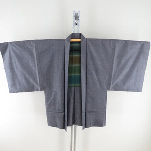 Male kimono Tsumugi ensemble set set, gray gray pure silk men for men men's tailoring kimono men's casual height 139cm