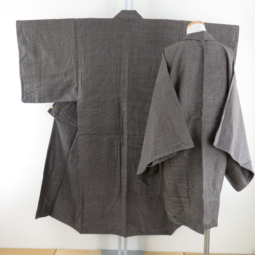 Men's kimono antique pongee ensemble lined brown pure silk men for men men's tailoring kimono men's casual height 132cm