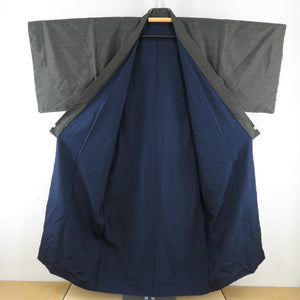男着物 紬 亀甲 アンサンブル 袷 黒緑色 正絹 男性用きもの メンズ 仕立て上がり 和服 男物 カジュアル 身丈151cm