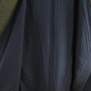 男着物 紬 亀甲 アンサンブル 袷 黒緑色 正絹 男性用きもの メンズ 仕立て上がり 和服 男物 カジュアル 身丈151cm