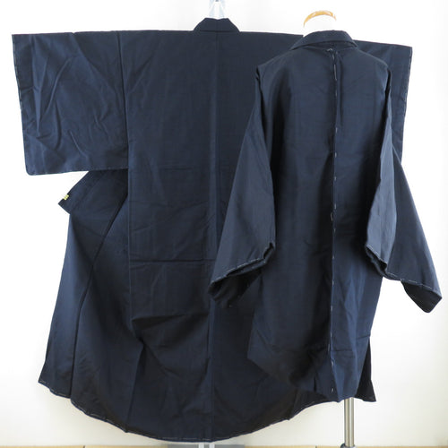 Male kimono Tsumugi ensemble Lined blue blue pure silk male men's men's tailoring kimono men's goods casual height 145cm