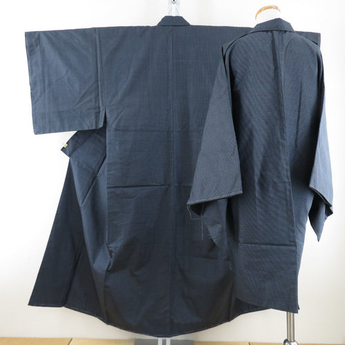 Male kimono Oshima Tsumugi Kame shell Ensemble Lined Navy blue pure silk Men Men -tailored Men's Failure Men Casual Casual