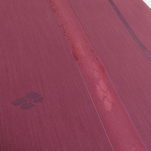 反物 コート着尺 雨コート地 縞に花文様 正絹 紫色 撥水加工生地 和裁 未仕立て 長さ1170cm